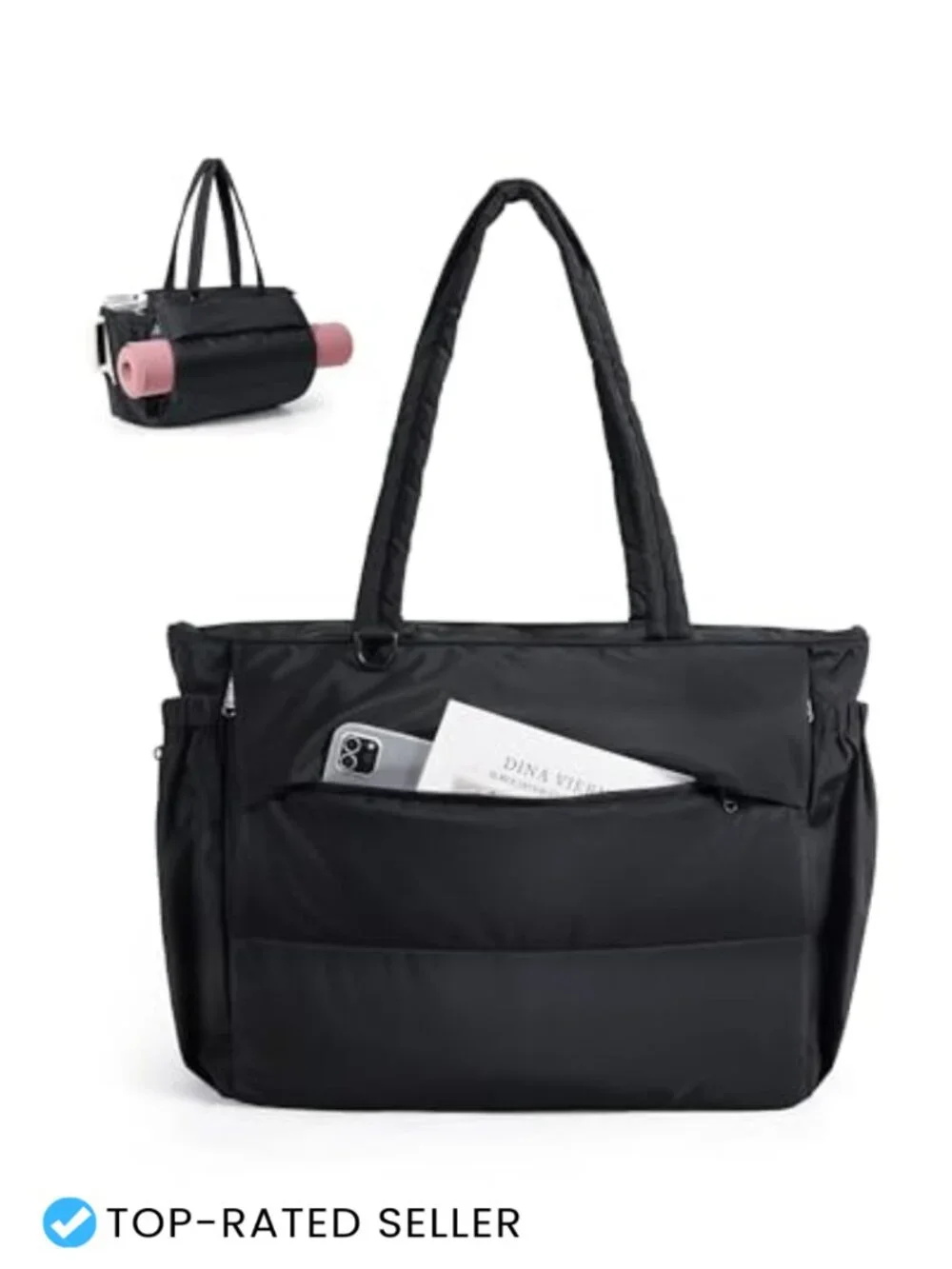 Lightweight Waterproof Yoga Mat Tote Bag with Knotted Handle, 23L Gym Bag